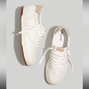 Madewell Men’s White/Cream Court Sneakers in Colorblock Leather and Suede- 10.5